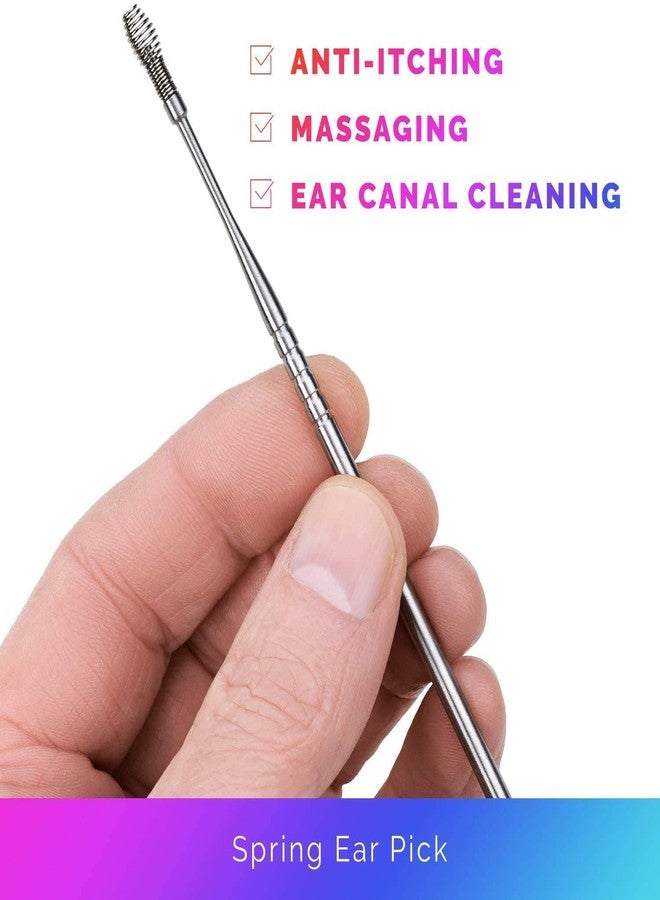 MEDca Stainless Steel Ear Curette Cleansing Kit - 6 Piece Set with Spiral Spring Pick Unclogger, Thorough Ear Wax Removal and Storage Case - Image 4